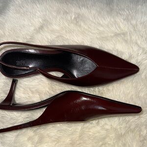 Zara Women's Burgundy Slingback Heels, size 38